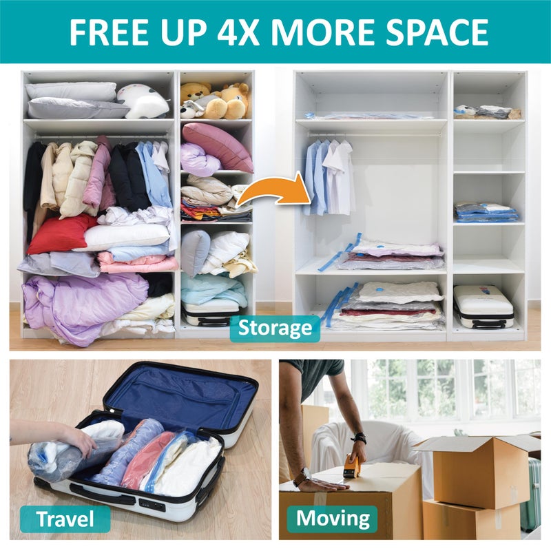 Cozy Essential 35 Pack Space Saver Bags (5 Jumbo/6 Large/6 Medium/6 Small/6 Roll-M/6 Roll-S) Compression Storage Bags for Comforters and Blankets  Vacuum Sealer Bags for Clothes Storage  Hand Pump Included - Image 3